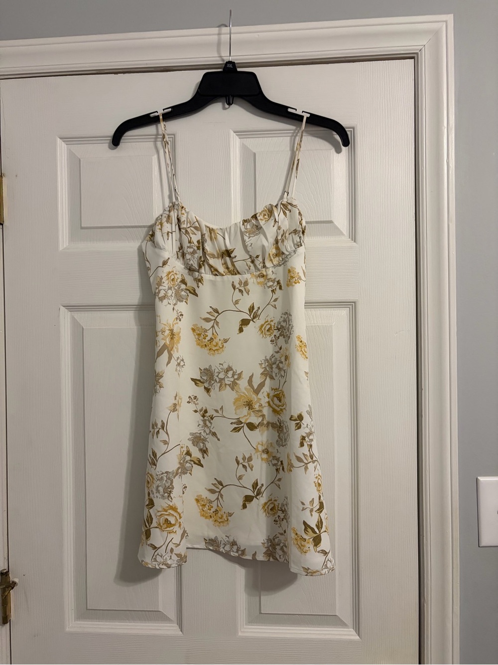 Urban Outfitters Cream Slip Dress with Yellow & Brown Floral